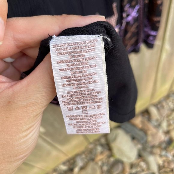 Free People Rhiannon Embroidered Babydoll Dress Black Purple Size XS New - Picture 9 of 12